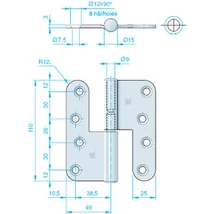 Zsanér 110*98mm inox bal