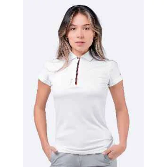 UVActive 1/4 zip női rövidújjú póló, fehér